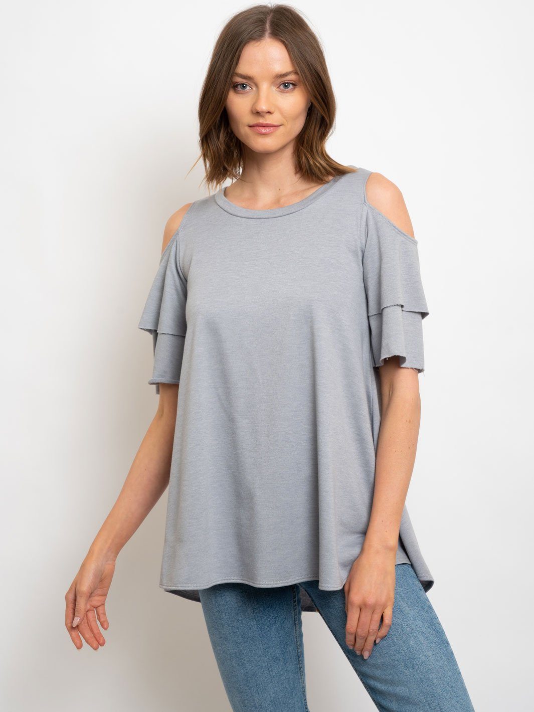 WOMEN'S OFF SHOULDER RUFFLE SLEEVES TOP