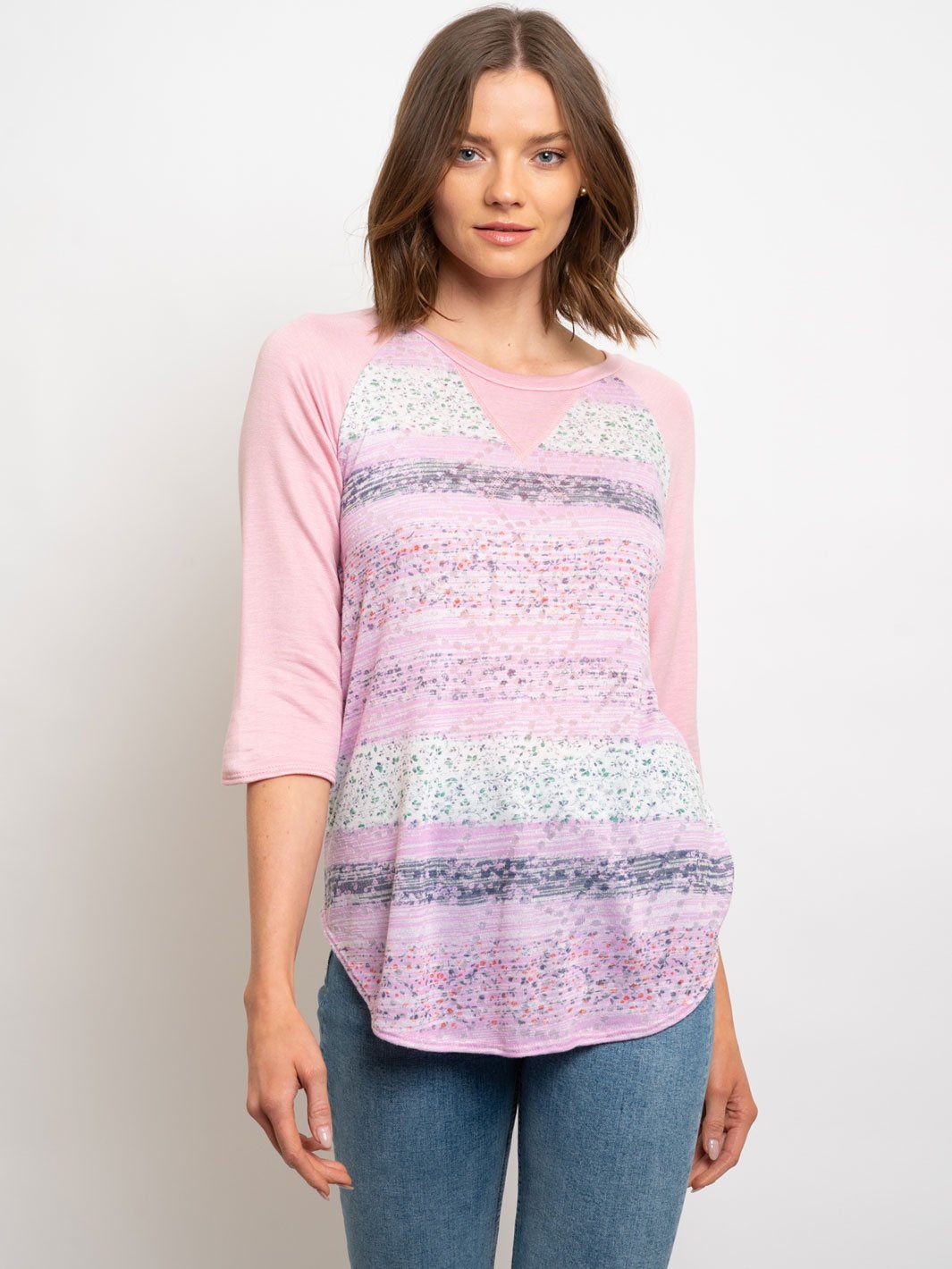 WOMEN'S 3/4 STRIPES TOP