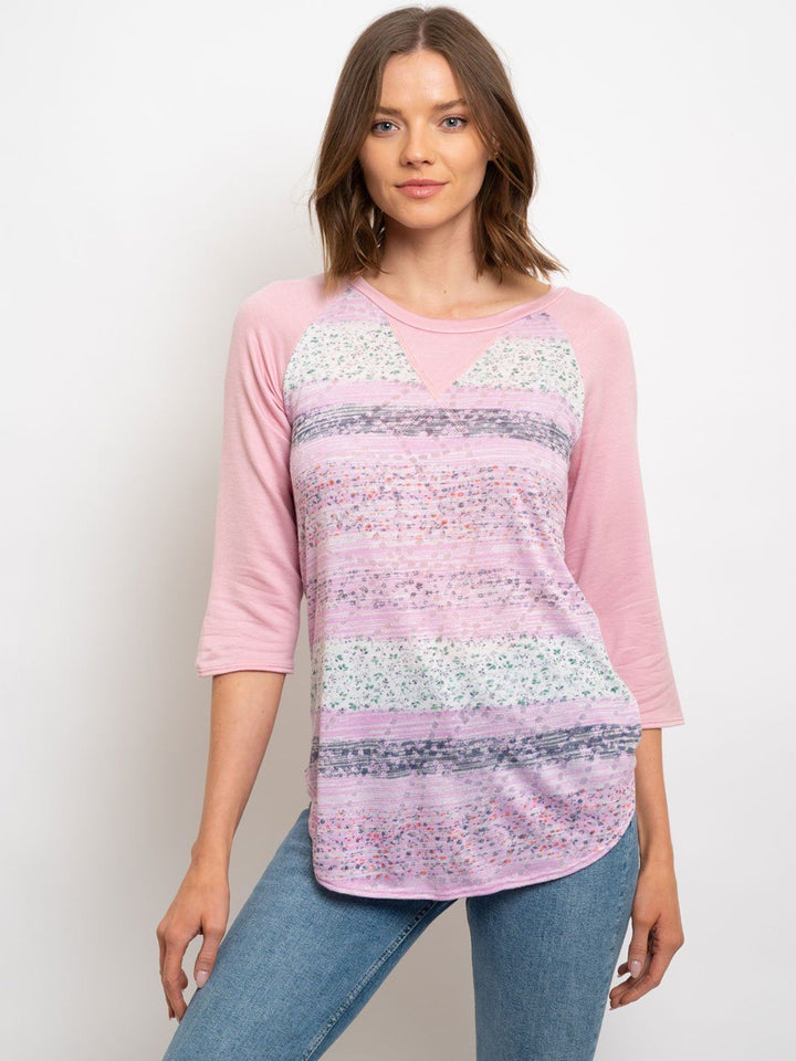 WOMEN'S 3/4 STRIPES TOP