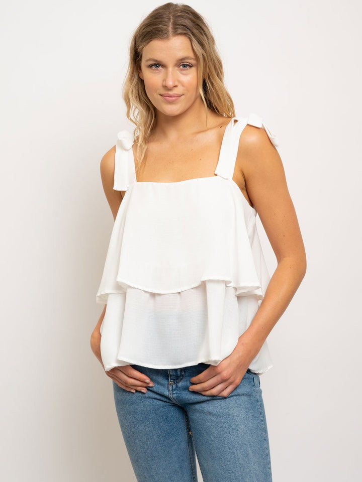 WOMEN'S RUFFLE SLEEVELESS TOP