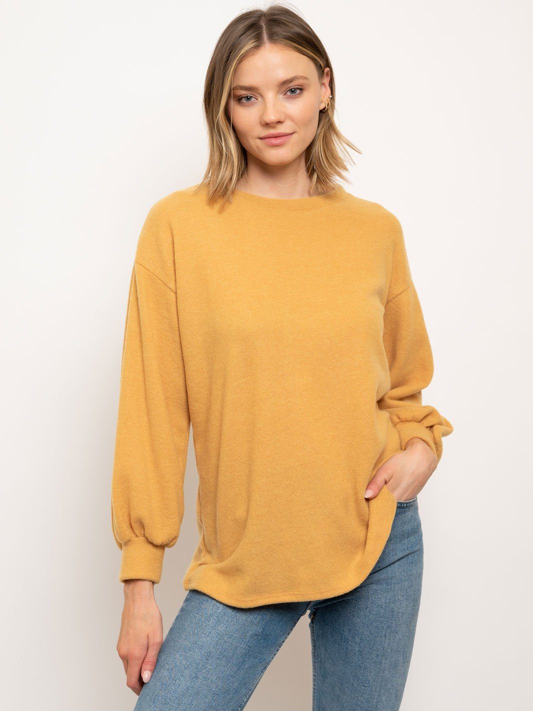 WOMEN'S SOLID LONG SLEEVE TOP