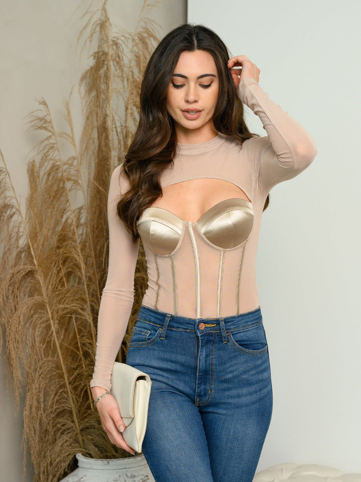 WOMEN'S LONG SLEEVE MESH BODYSUIT