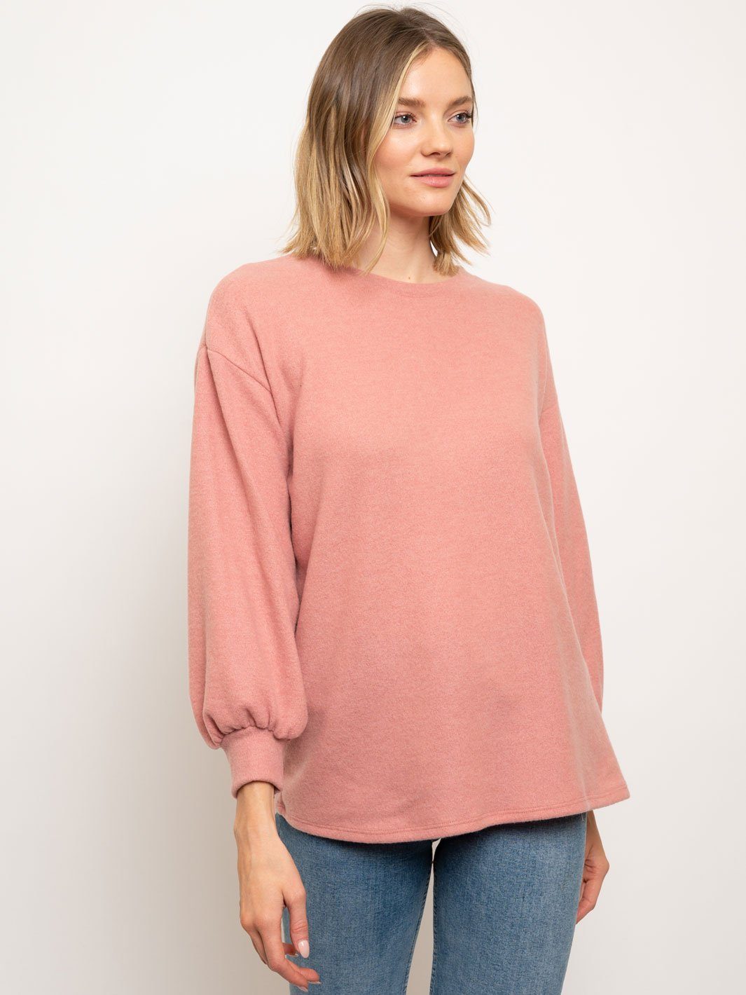 WOMEN'S SOLID LONG SLEEVE TOP