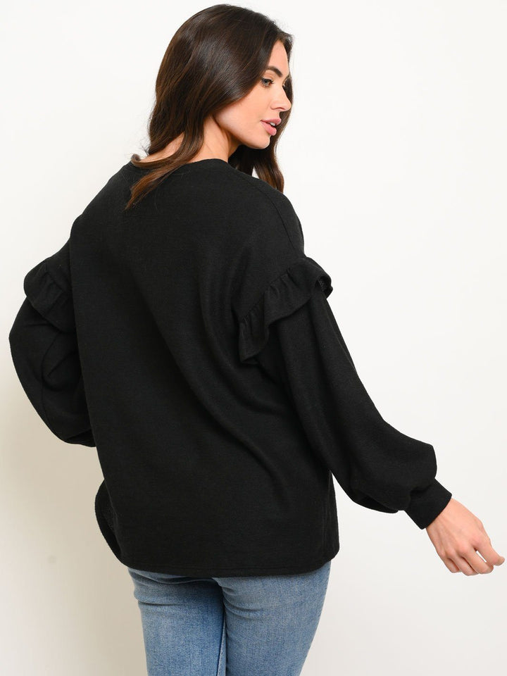 WOMEN'S RUFFLE LONG SLEEVE TOP