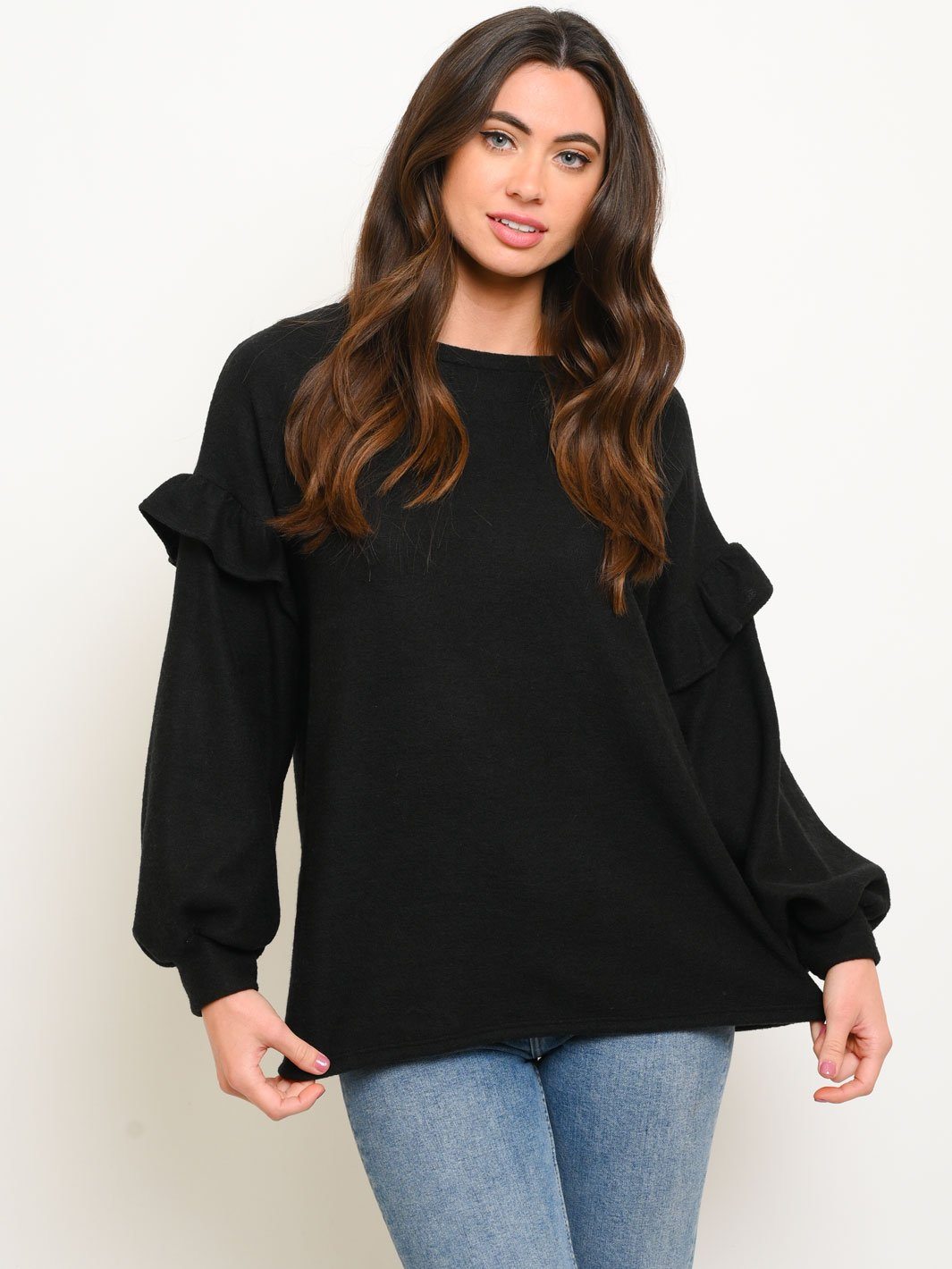 WOMEN'S RUFFLE LONG SLEEVE TOP