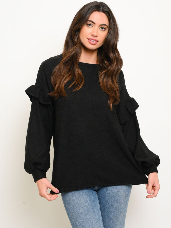 WOMEN'S RUFFLE LONG SLEEVE TOP
