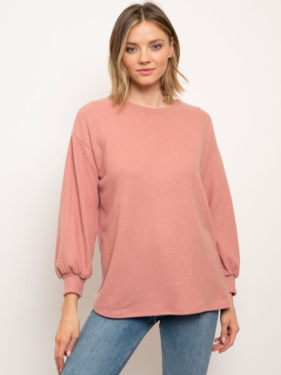 WOMEN'S SOLID LONG SLEEVE TOP