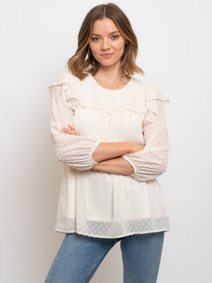 WOMEN'S SWISS DOT LACE TOP