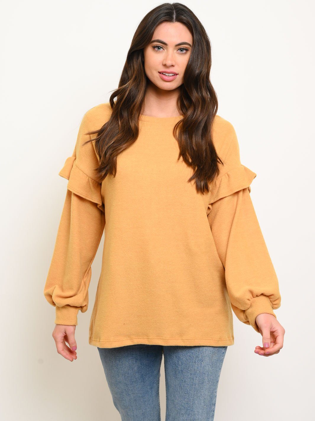WOMEN'S RUFFLE LONG SLEEVE TOP
