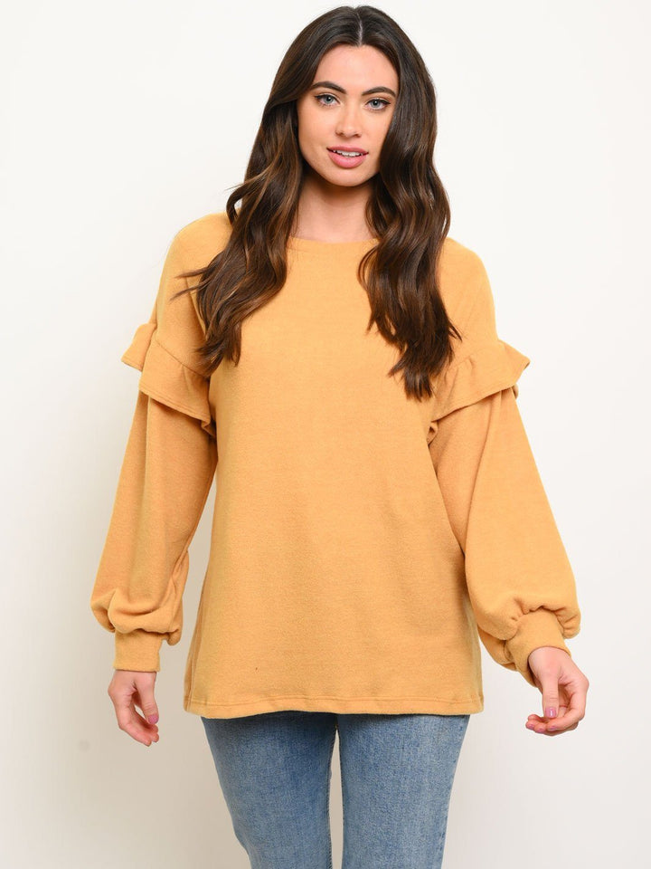 WOMEN'S RUFFLE LONG SLEEVE TOP