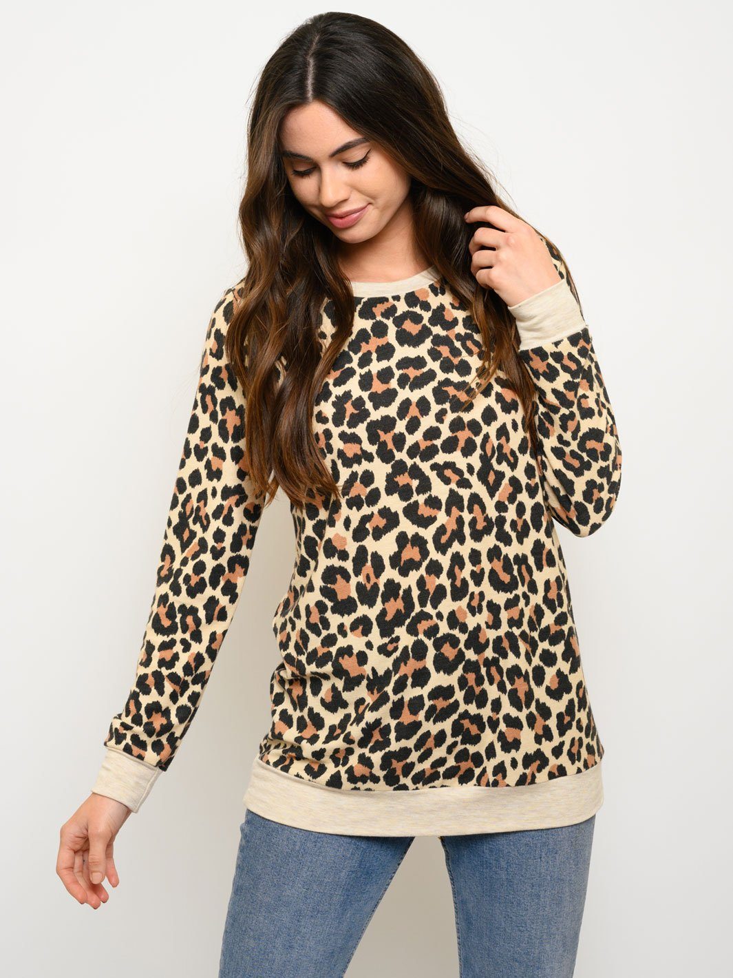 WOMEN'S LONG SLEEVE ANIMAL PRINT TOP