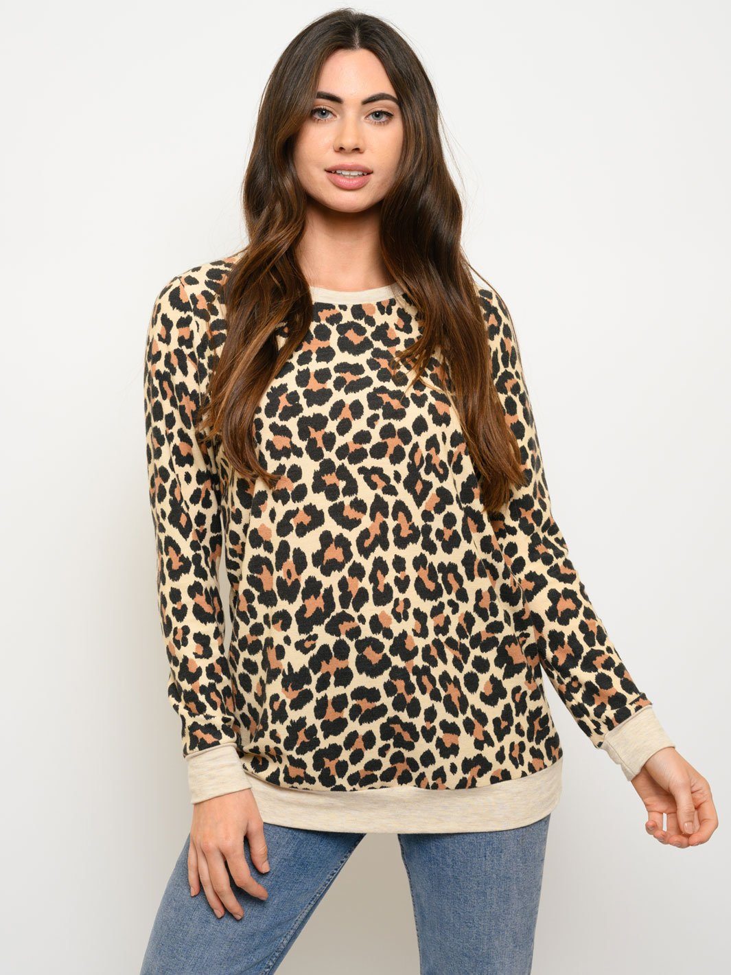 WOMEN'S LONG SLEEVE ANIMAL PRINT TOP