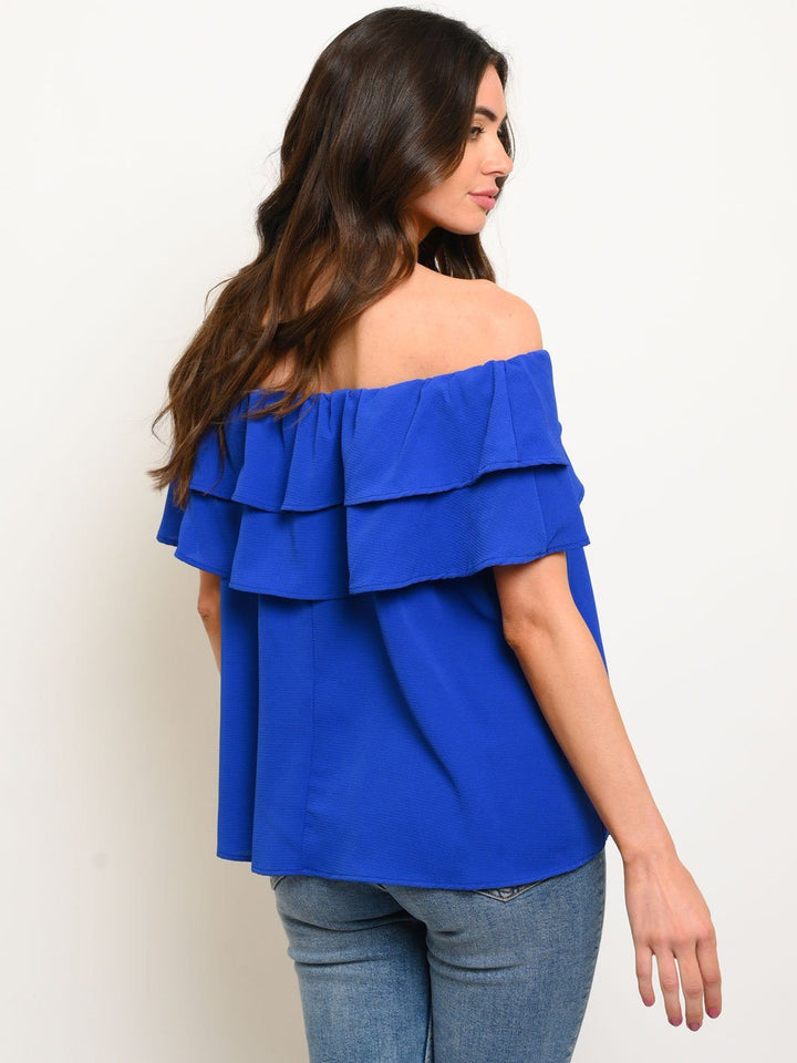 WOMEN'S OFF SHOULDER RUFFLE TOP