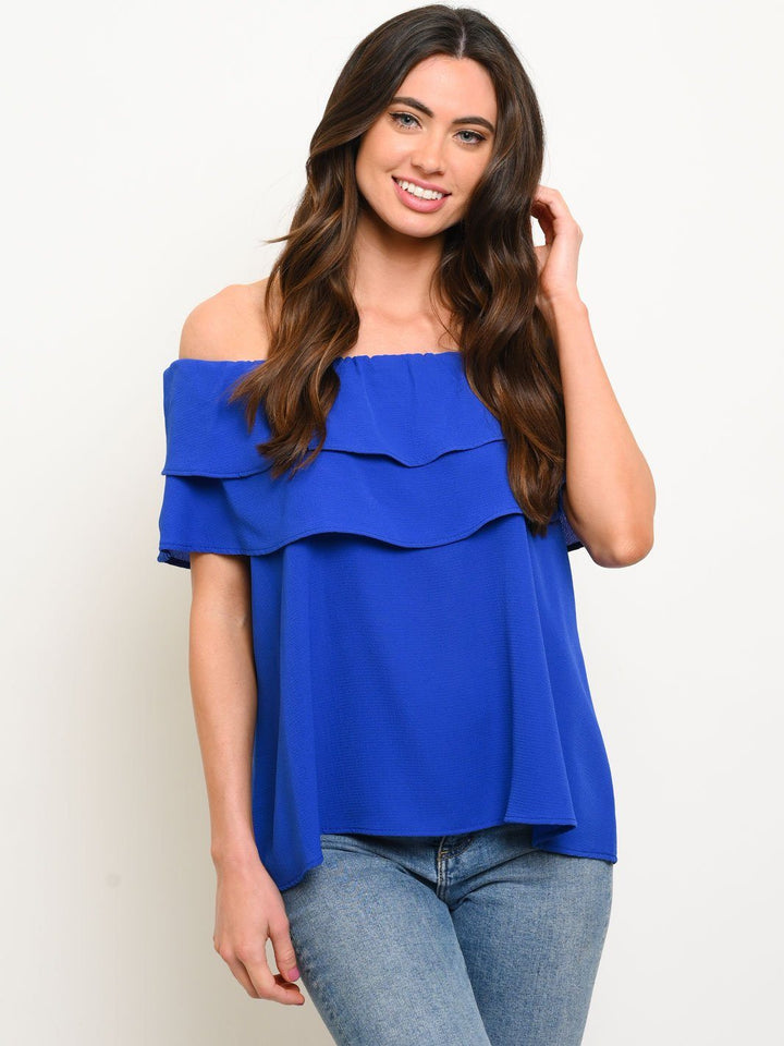 WOMEN'S OFF SHOULDER RUFFLE TOP