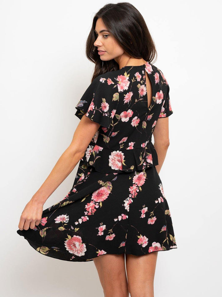 WOMEN'S BABYDOLL RUFFLE DETAIL FLORAL MINI DRESS