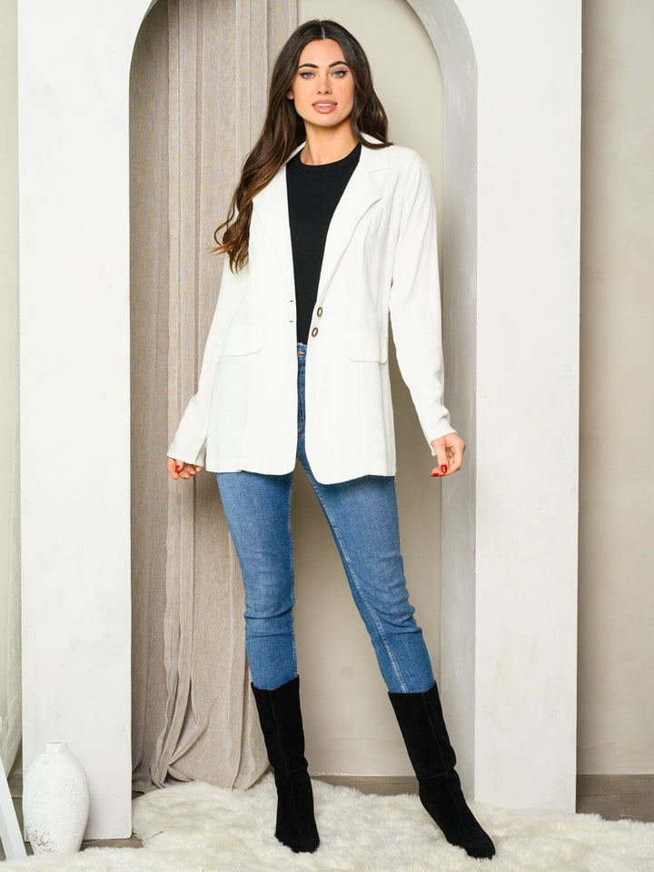 WOMEN'S LONG SLEEVE BUTTON CLOSURE BLAZER
