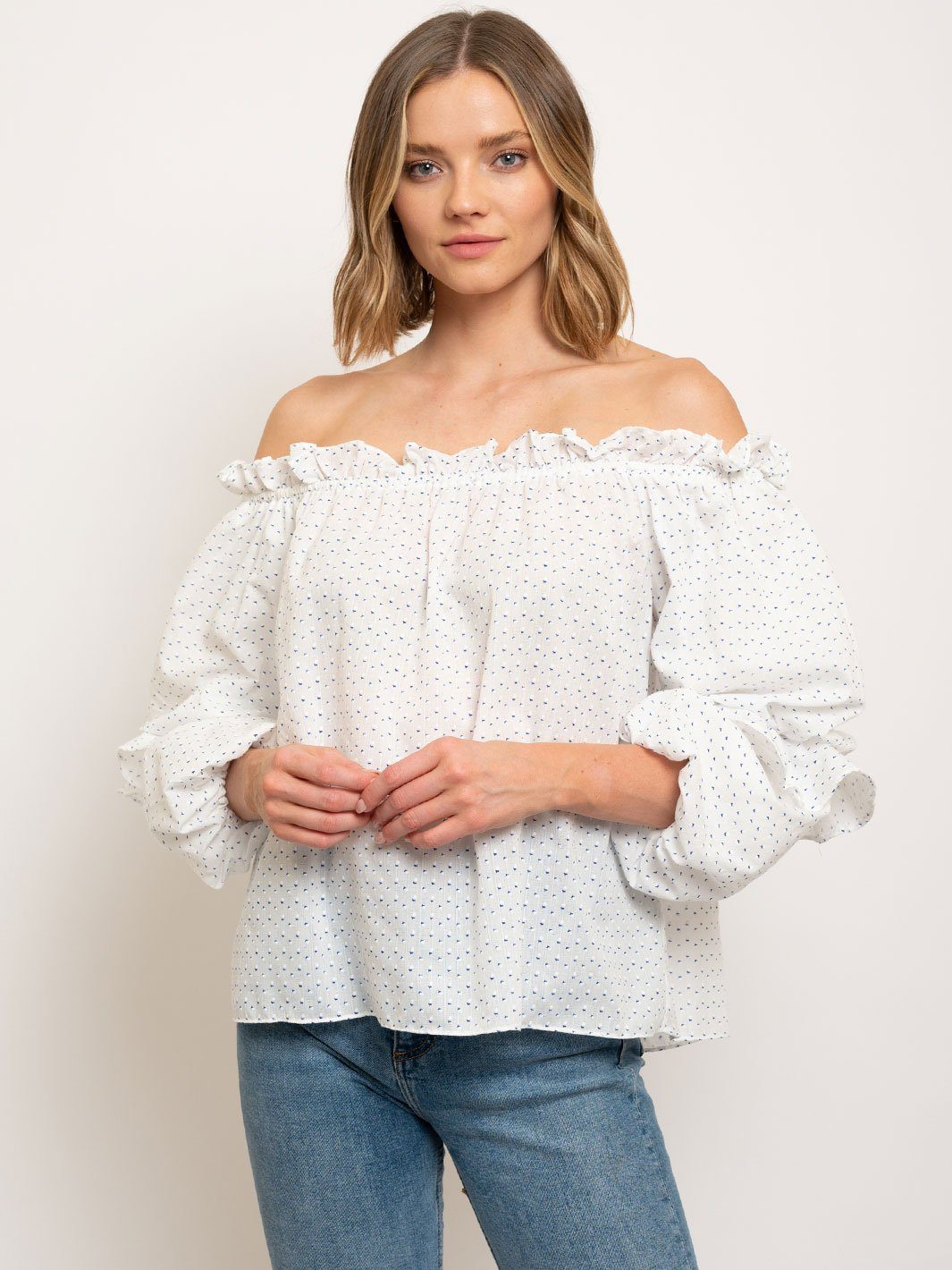 WOMEN'S OFF SHOULDER PUFF SLEEVES TOP