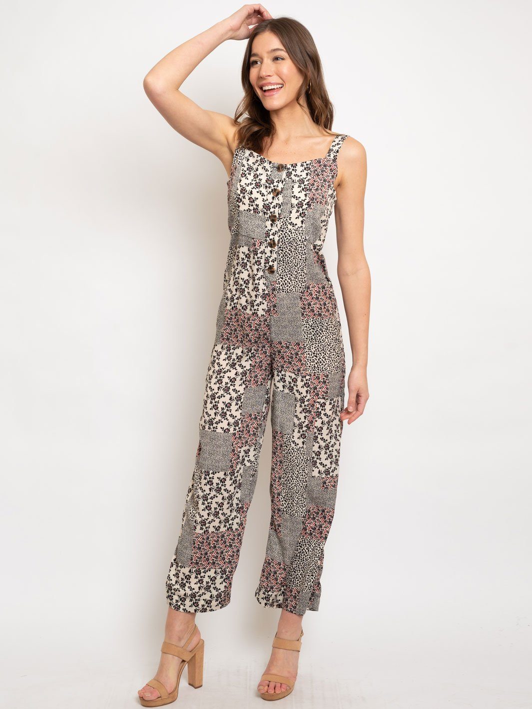 WOMEN'S MULTI PRINT SLEEVELESS JUMPSUIT
