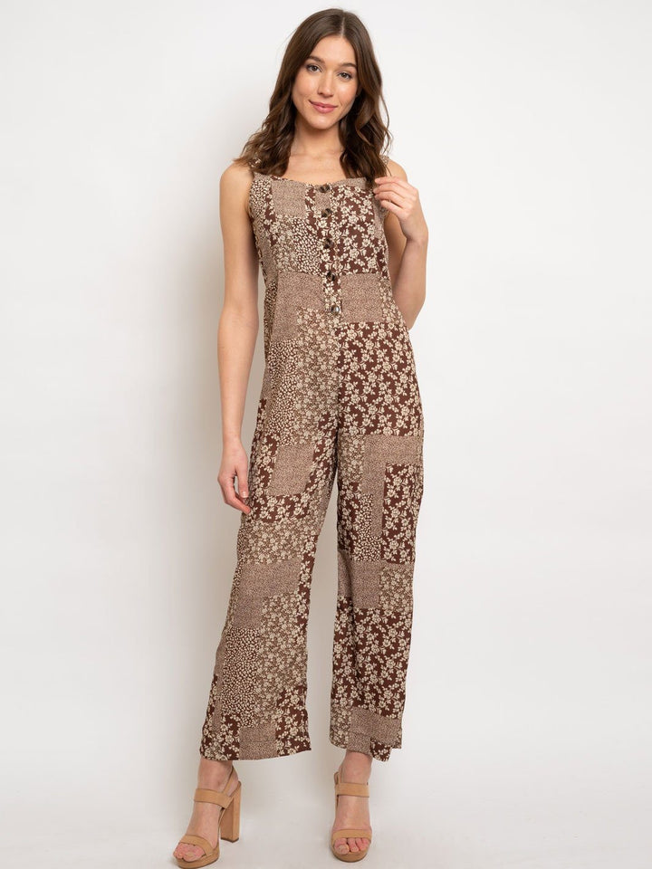 WOMEN'S MULTI PRINT SLEEVELESS JUMPSUIT