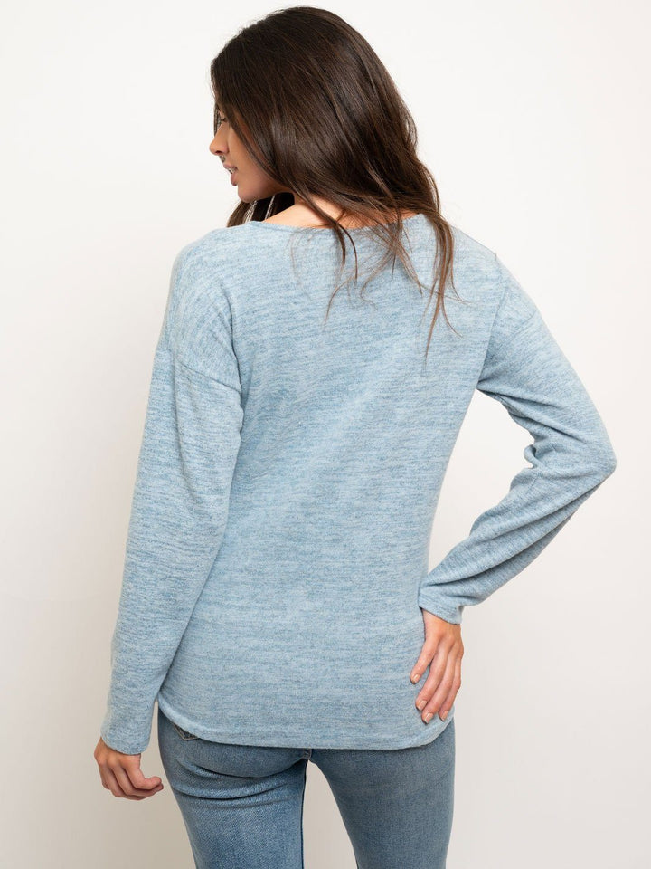 WOMEN'S BRUSHED FRENCH TERRY FRONT TWIST TOP