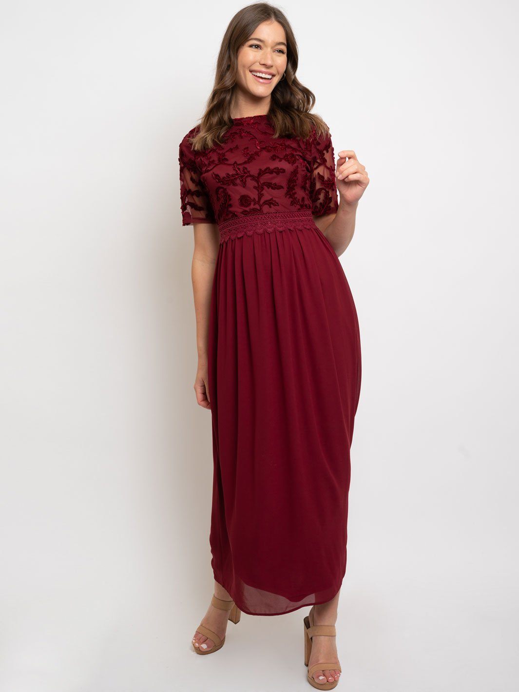 WOMEN'S LACE DETAIL MAXI DRESS
