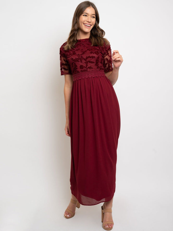 WOMEN'S LACE DETAIL MAXI DRESS