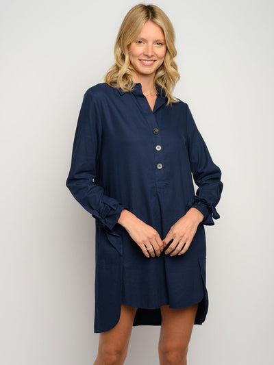 WOMEN'S LONG SLEEVE BUTTON UP MINI DRESS