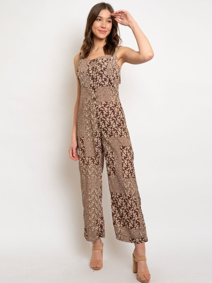 WOMEN'S MULTI PRINT SLEEVELESS JUMPSUIT