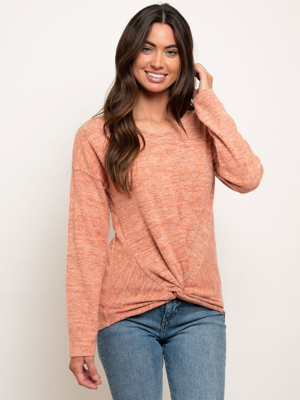 WOMEN'S BRUSHED FRENCH TERRY FRONT TWIST TOP