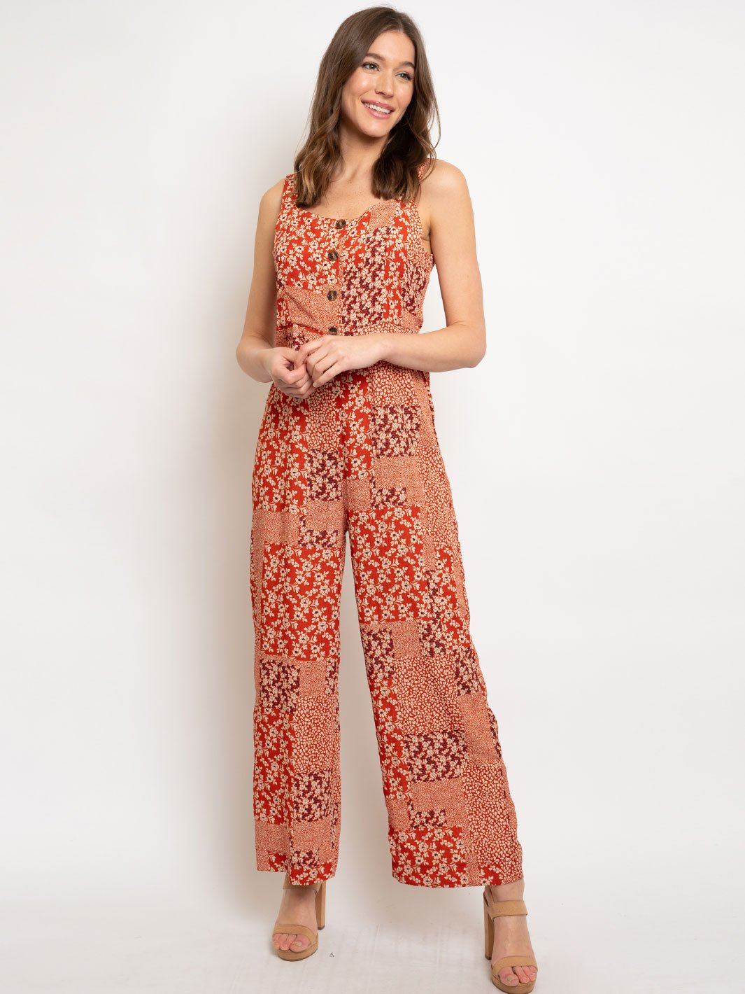 WOMEN'S MULTI PRINT SLEEVELESS JUMPSUIT