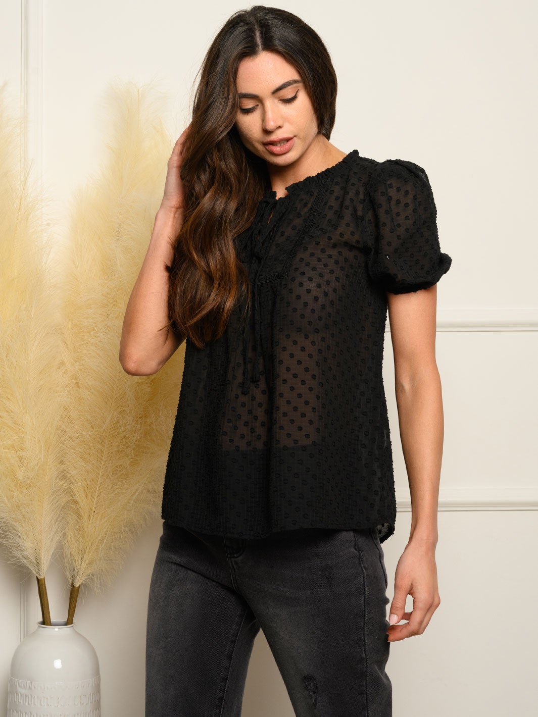 WOMEN'S PUFF SHORT SLEEVE TOP