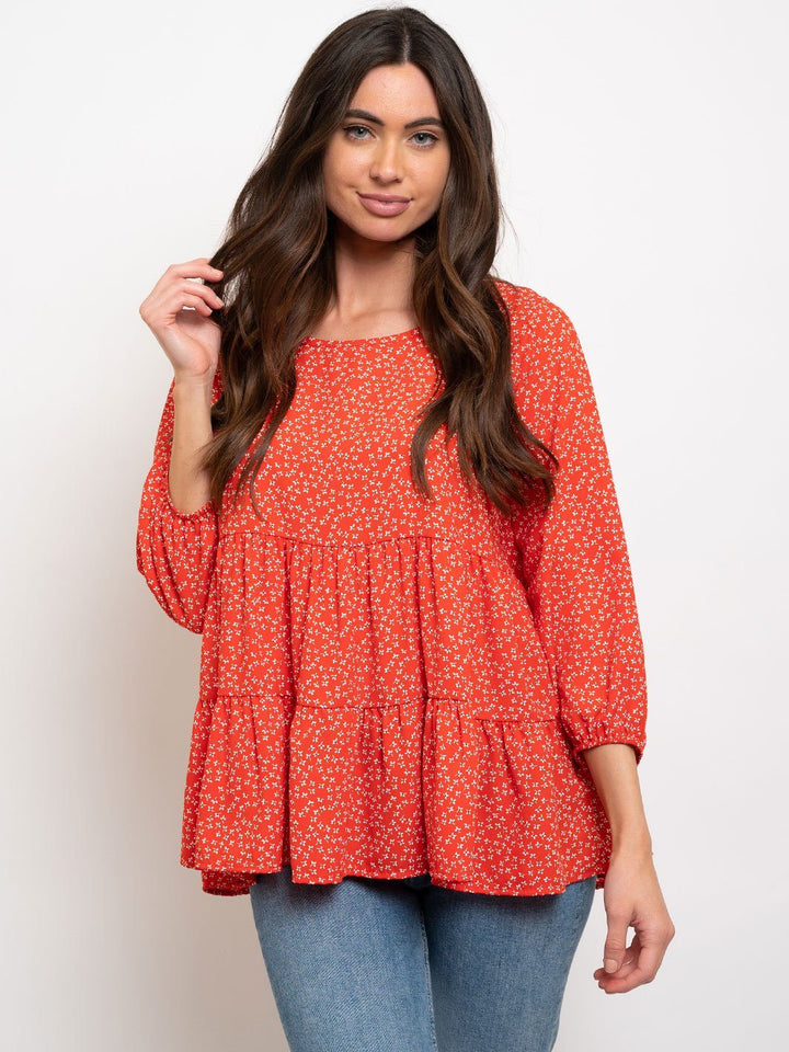 WOMEN'S 3/4 SLEEVES FLORAL TOP