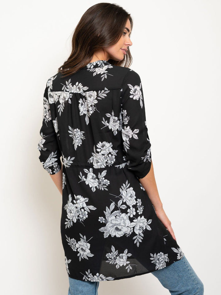 WOMEN'S FLORAL 3/4 SLEEVES TUNIC TOP