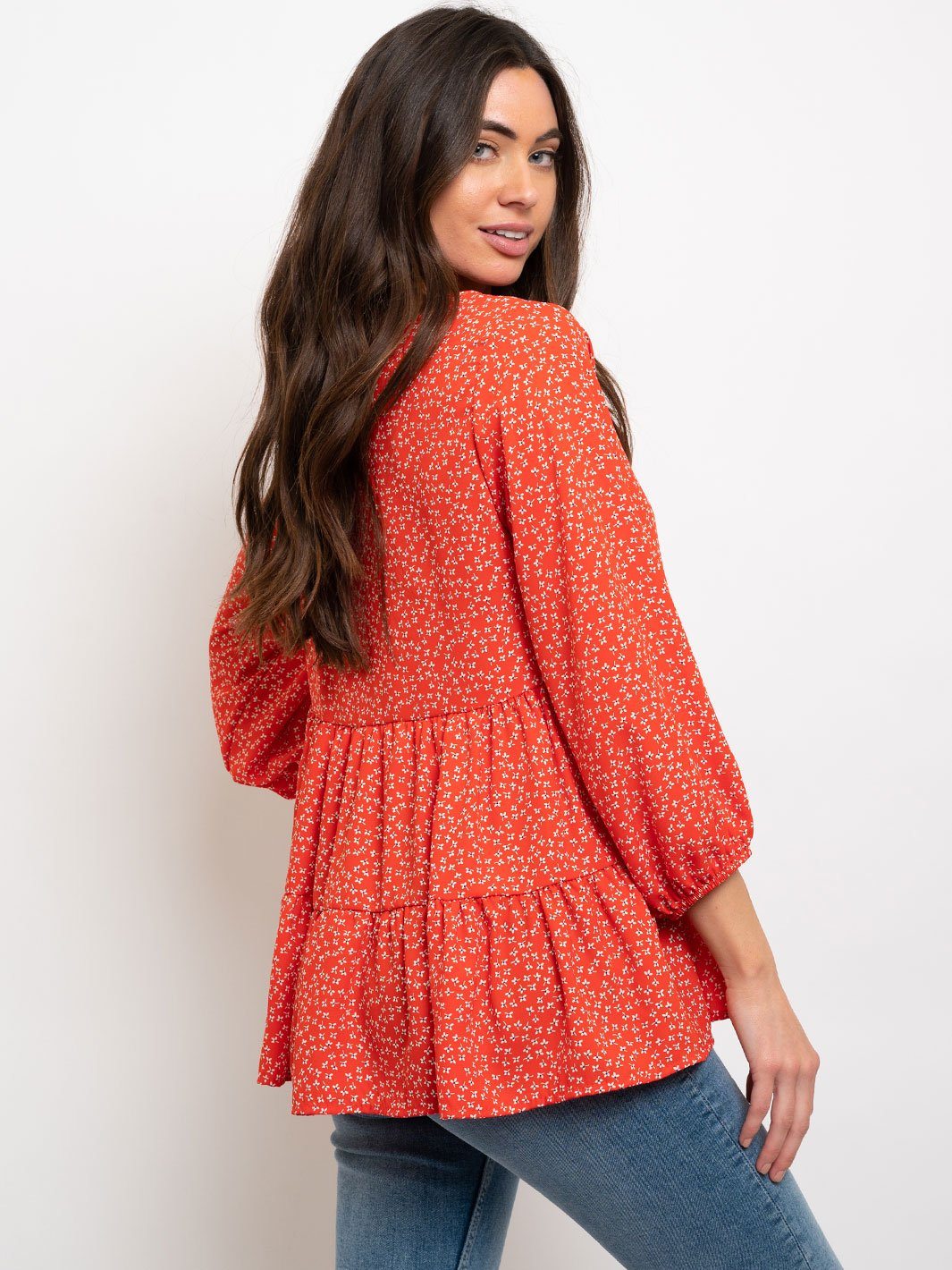 WOMEN'S 3/4 SLEEVES FLORAL TOP