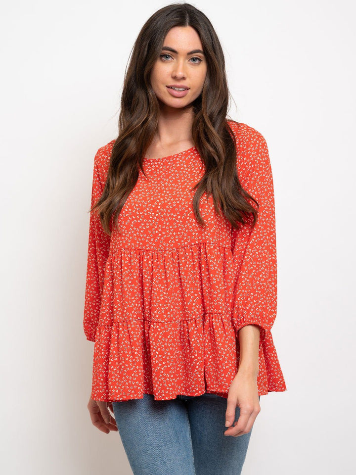 WOMEN'S 3/4 SLEEVES FLORAL TOP