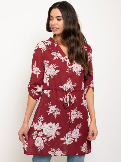 WOMEN'S FLORAL 3/4 SLEEVES TUNIC TOP