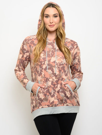 PLUS SIZE MULTI COLOR HOODIE LONG SLEEVE TOP