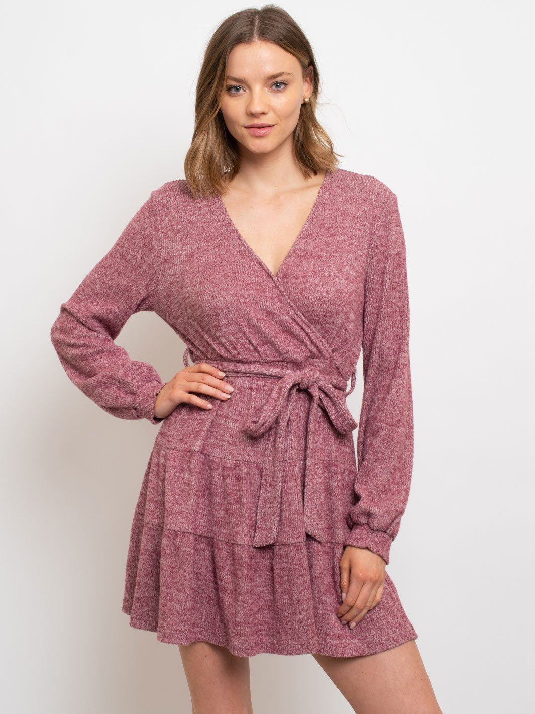 WOMEN'S SURPLICE WRAP MINI DRESS