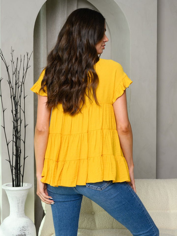 Copy of WOMEN'S SHORT RUFFLE SLEEVE TIERED TUNIC TOP
