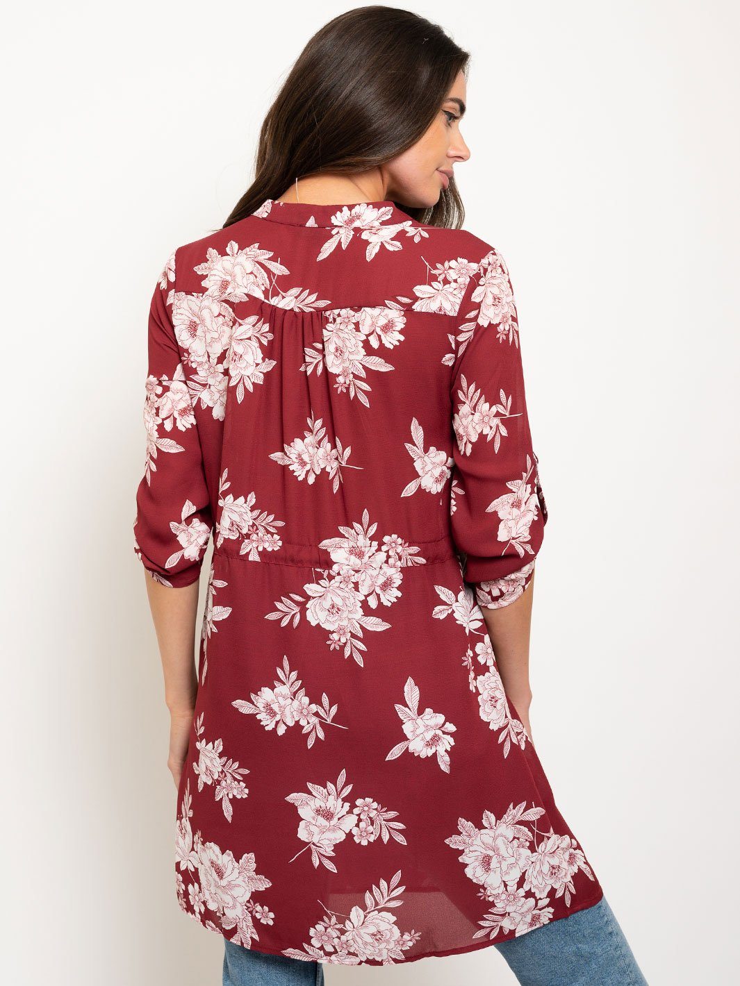 WOMEN'S FLORAL 3/4 SLEEVES TUNIC TOP