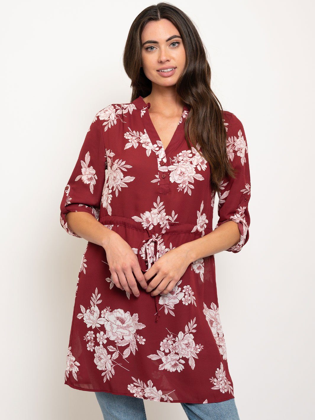 WOMEN'S FLORAL 3/4 SLEEVES TUNIC TOP