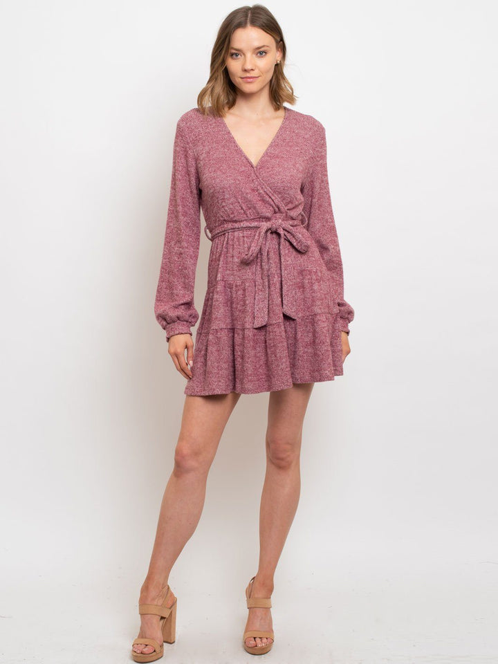 WOMEN'S SURPLICE WRAP MINI DRESS