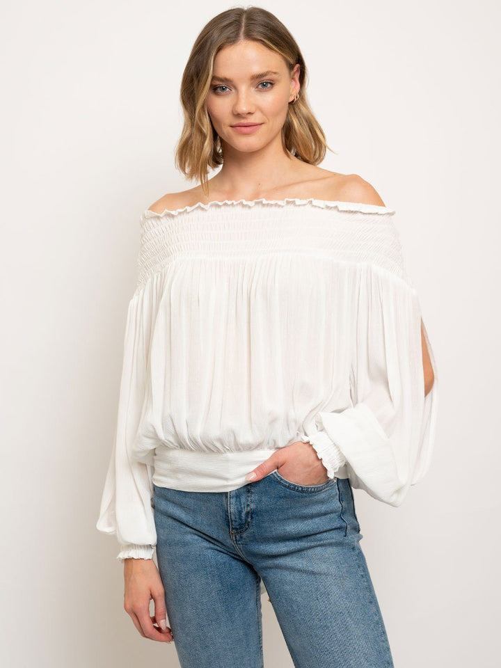 WOMEN'S OFF SHOULDER BACK SELF TIE TOP