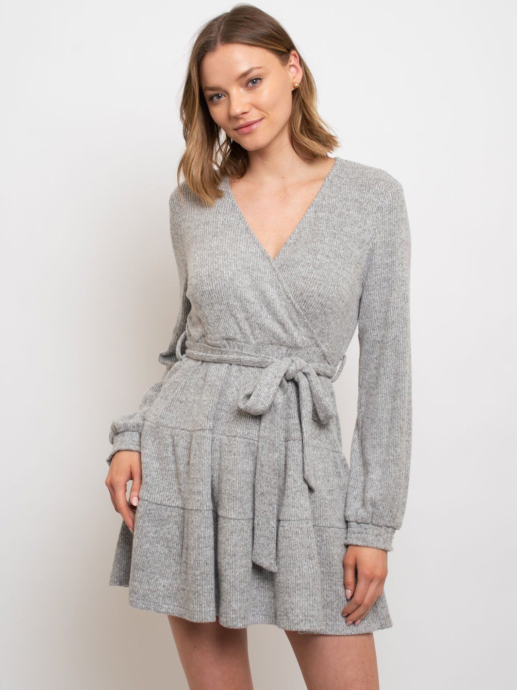 WOMEN'S SURPLICE WRAP MINI DRESS