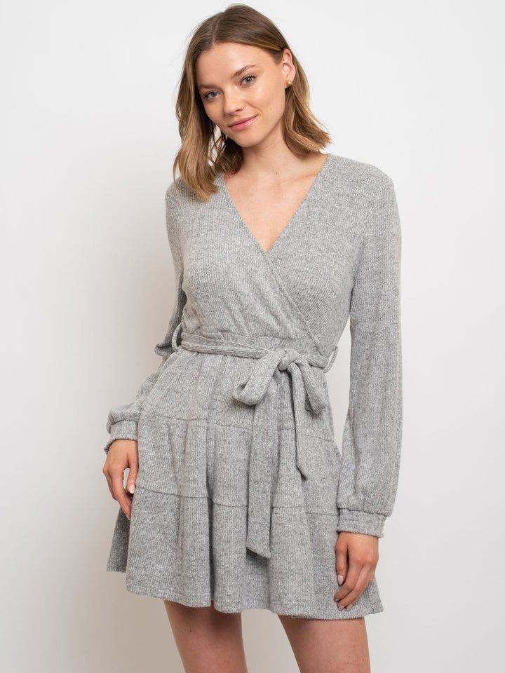 WOMEN'S SURPLICE WRAP MINI DRESS