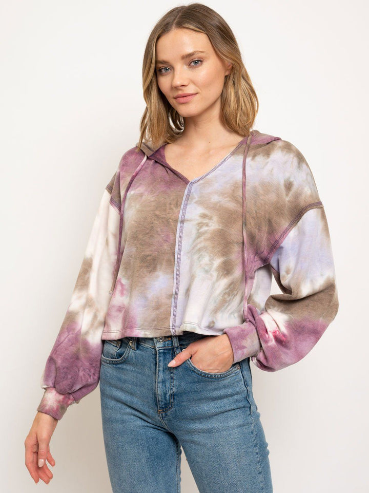WOMEN'S HOODIE TIE DYE TOP