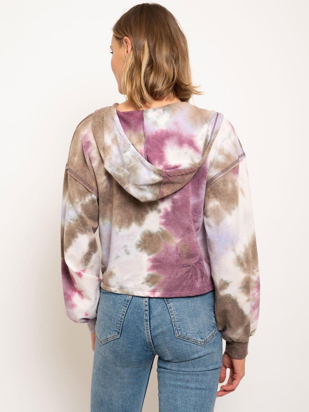 WOMEN'S HOODIE TIE DYE TOP