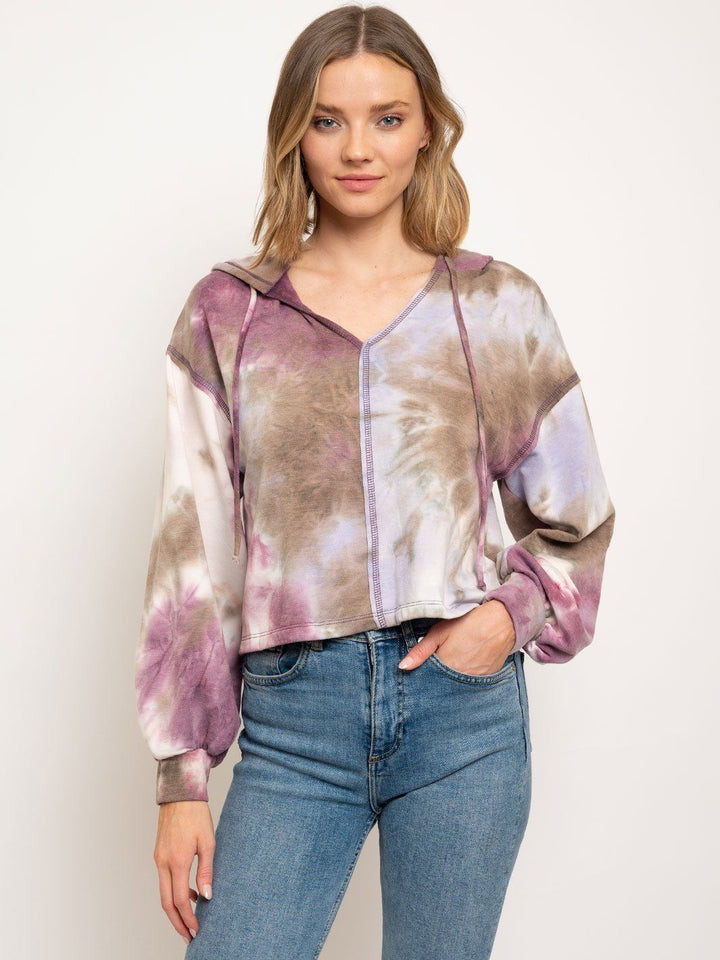 WOMEN'S HOODIE TIE DYE TOP