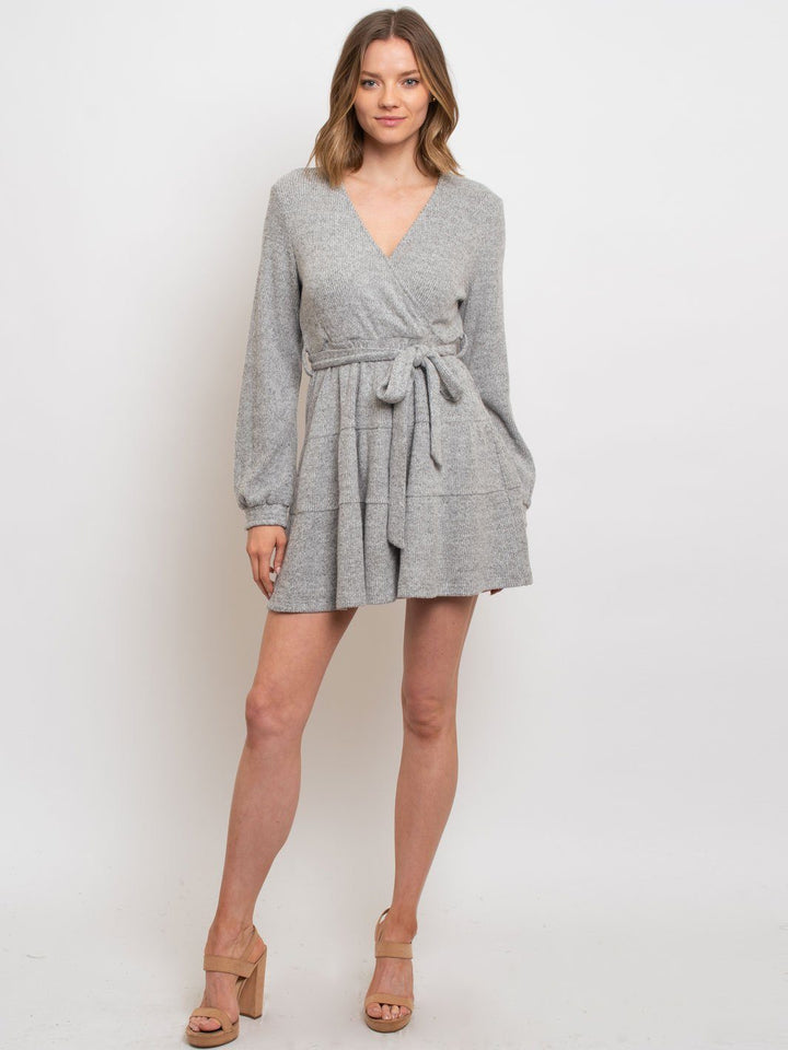 WOMEN'S SURPLICE WRAP MINI DRESS