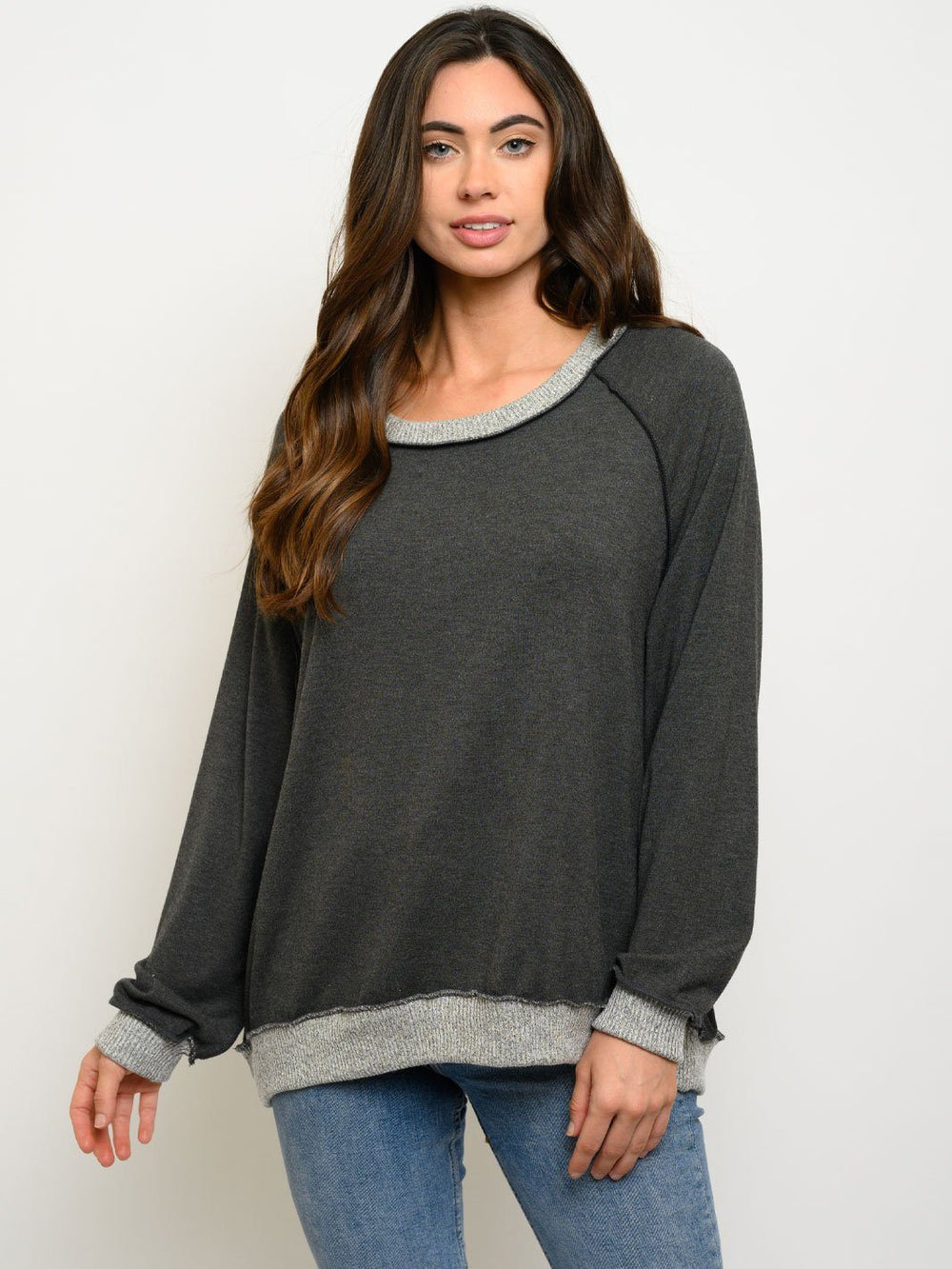 WOMEN'S LONG SLEEVE 2 TONE TOP